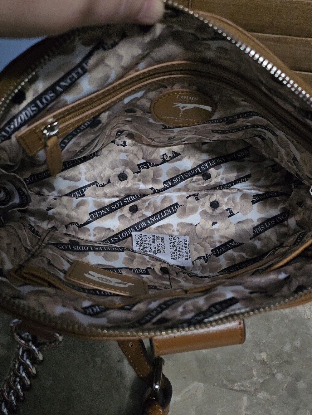 Lodis Rodeo Chain Izabelia Brown Italian Leather Crossbody Bag - Picture 13 of 16